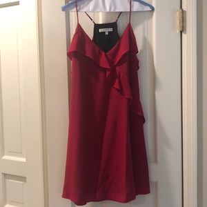 Lavender Brown red dress with ruffle detail